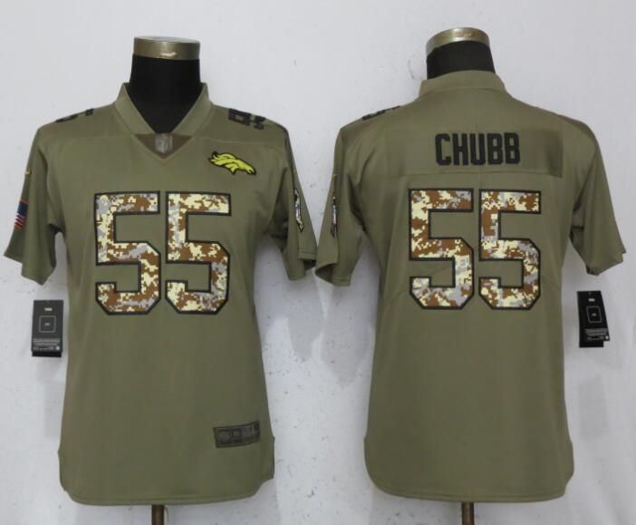 Women Denver Broncos #55 Chubb Olive Camo Carson Nike Salute to Service Player NFL Jerseys->seattle seahawks->NFL Jersey